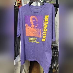 John Carpenter's Halloween Purple Tee Everone Is Entitled To One Good Scare XL